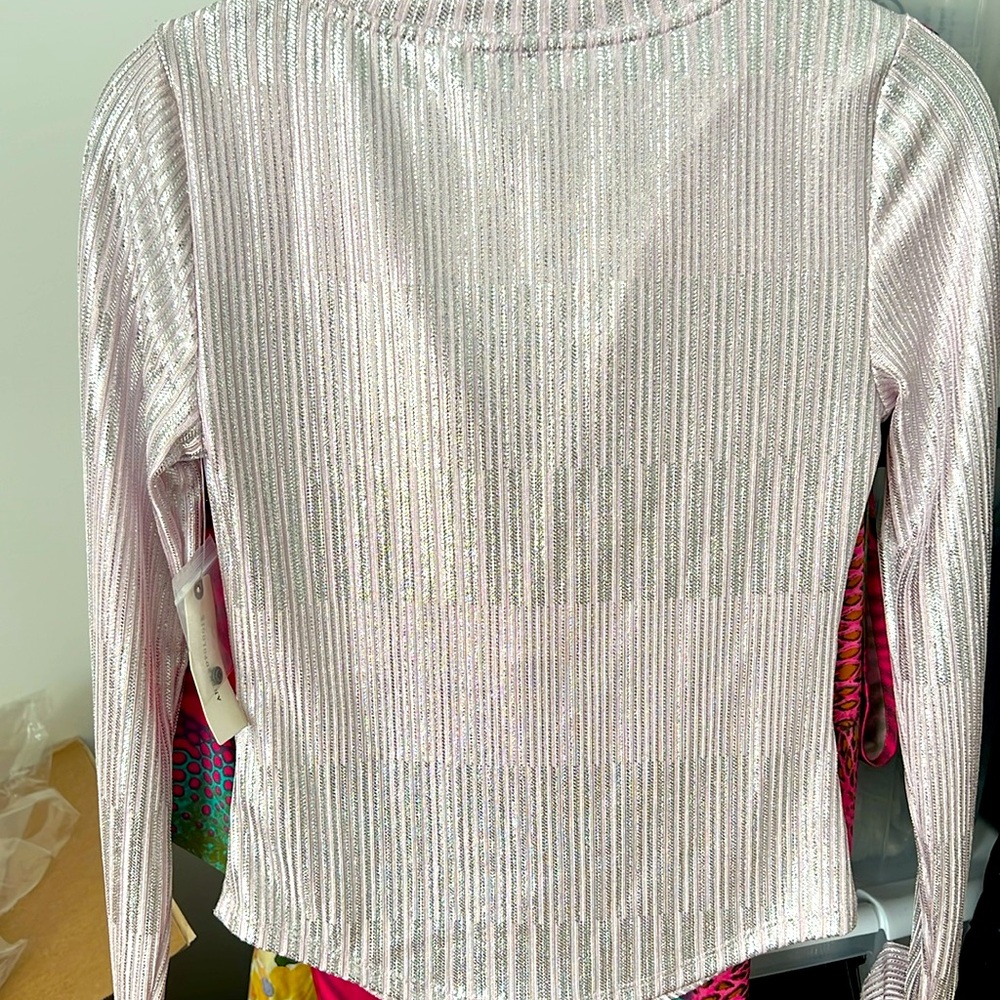 NWT ANTHROPOLOGIE Pilcro The Andie Ribbed Henley Top Shimmer Edition - Picture 8 of 12